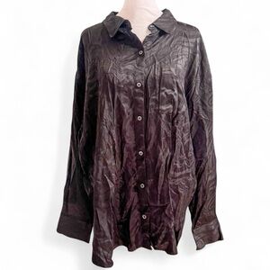 Black Satin Button-Up Shirt NWT Banana Republic